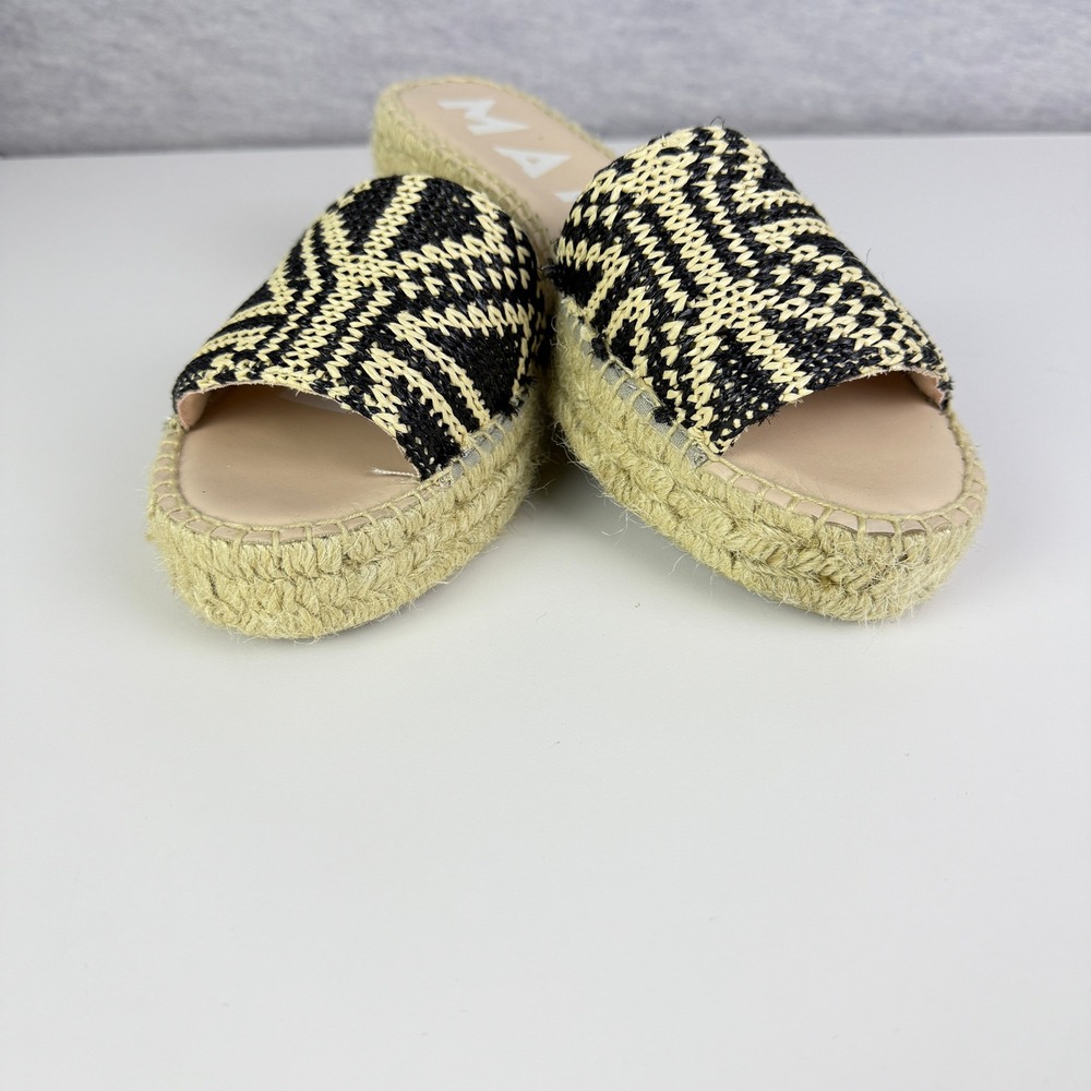 Manebi Woven Espadrille Platform Slides Raffia Style Slip On Sandals Cream EU 38